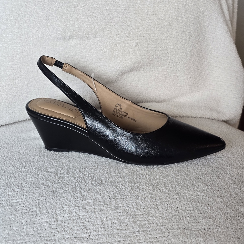 Rachel Zoe Black Slingback Wedge Shoes - Picture 3 of 5